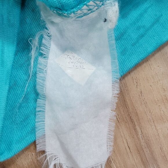 💜Roxy Turquoise Vneck Burnout Long Sleeve Top Large - Picture 10 of 10